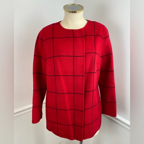 Talbots Jackets & Blazers - TALBOTS Petites Red & Black Wool Zip Front Jacket | Size 6P